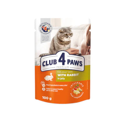 CLUB 4 PAWS PREMIUMfor adult catsWITH RABBIT IN JELLY 100g