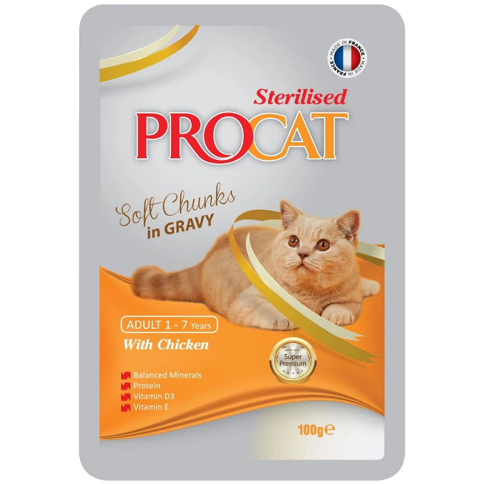 Procat Sterilised Soft Chunks in Gravy With Chicken 100g