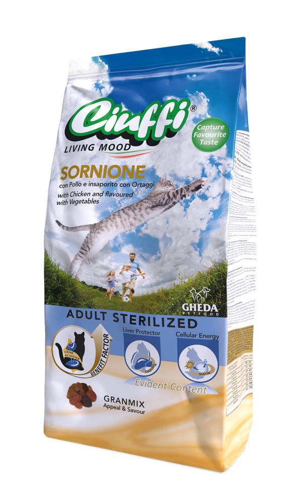 Ciuffi Living Mood Sornione Adult Sterilized with Chicken and flavoured with Vegetables Adult Cats Dry Food 15 kg