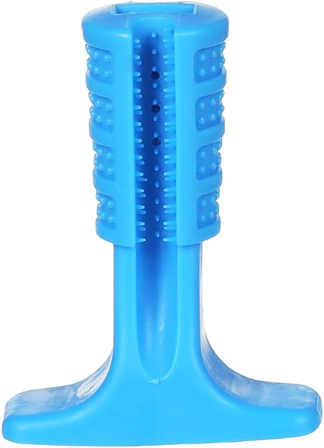 Safety rubber dog tooth cleaning brushing chew toy (blue)
