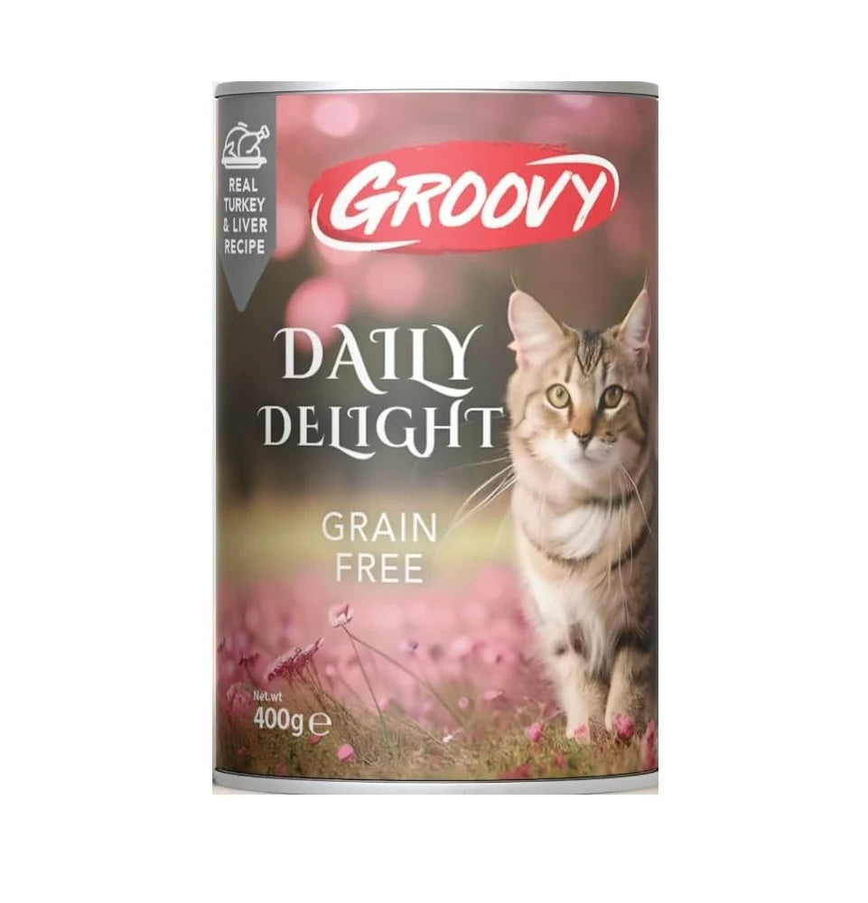 Groovy Daily Delight wet cat food with Turkey and liver 400g