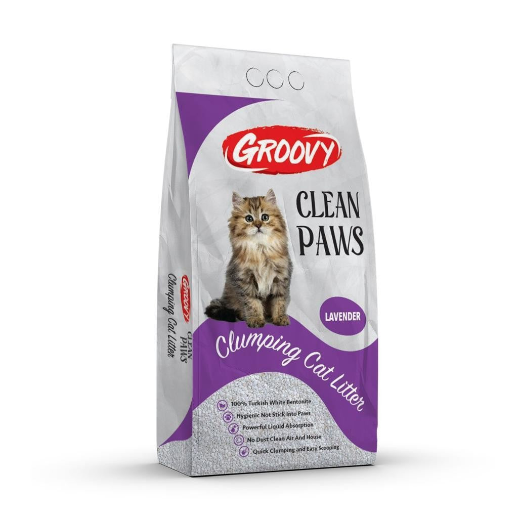 Groovy Clean Paws Clumping Cat Litter- Lavender Scented 10 L