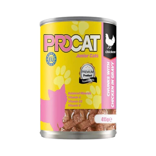 PROCAT Chunks in Gravy with Chicken Junior Cats Wet Food Can 415g