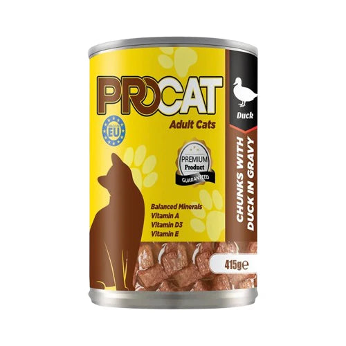 PROCAT Chunks in Gravy with Duck Adult Cats Wet Food Can 415g