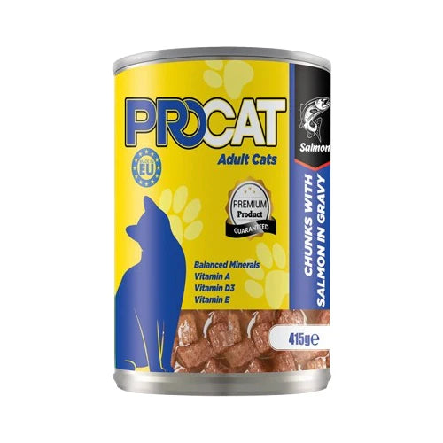 PROCAT Chunks in Gravy with Salmon Adult Cats Wet Food Can 415g