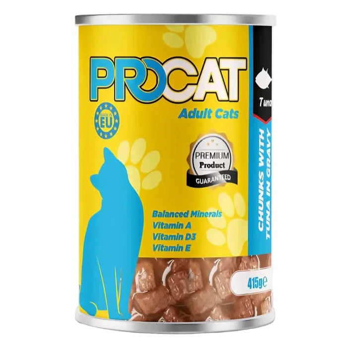PROCAT Chunks in Gravy with Tuna Adult Cats Wet Food Can 415g