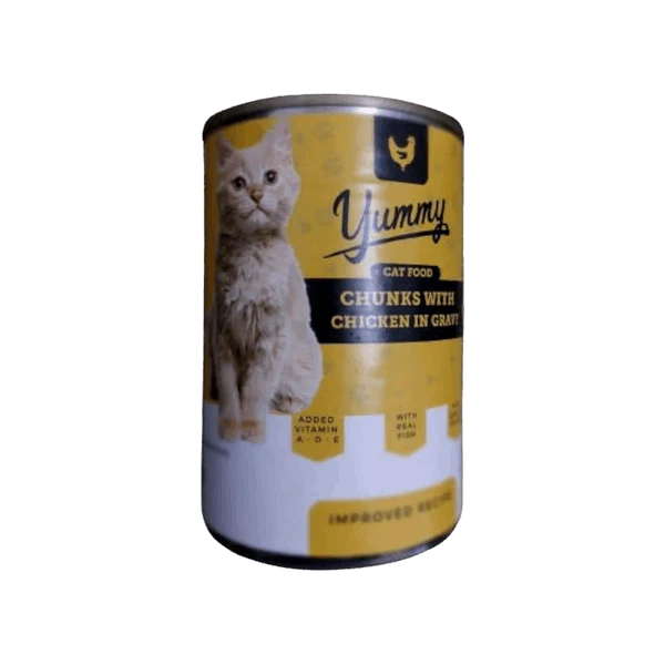 Yummy cat chunks with chicken in gravy wet food 400 g