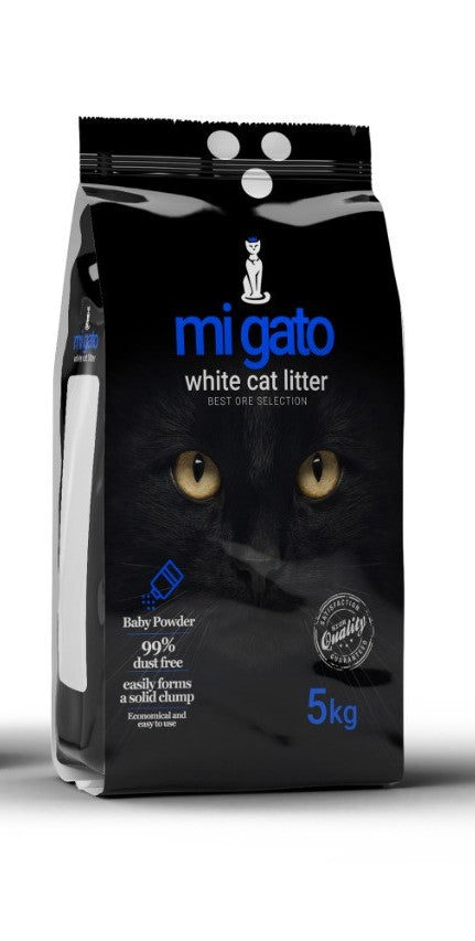 mi gato white clumping cat Litter - Baby Powder 5 kg