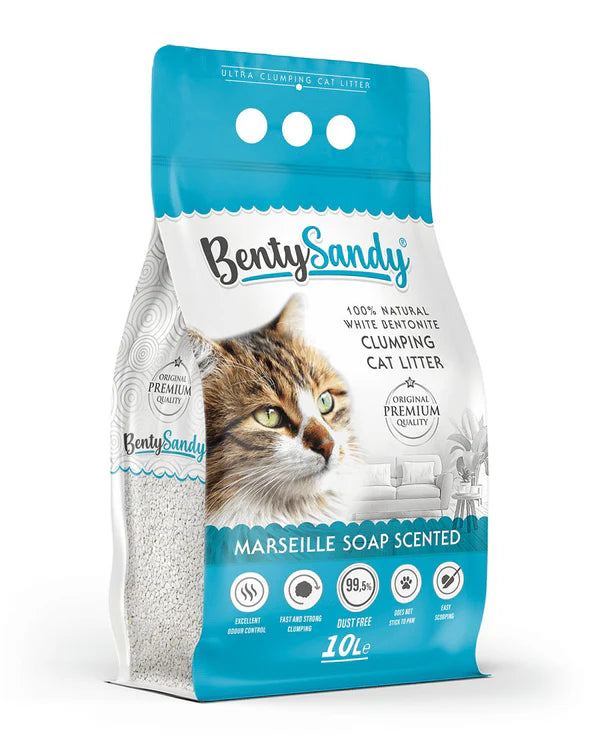 BentySandy Clumping Cat Litter - Marseille Soap Scented 10L