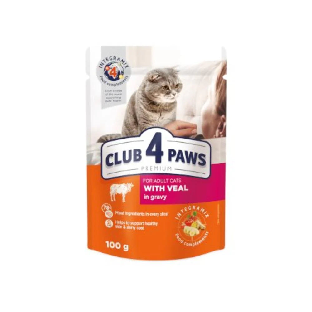 Club 4 Paws Wet Food with Veal in Jelly for Adult Cats 100 g